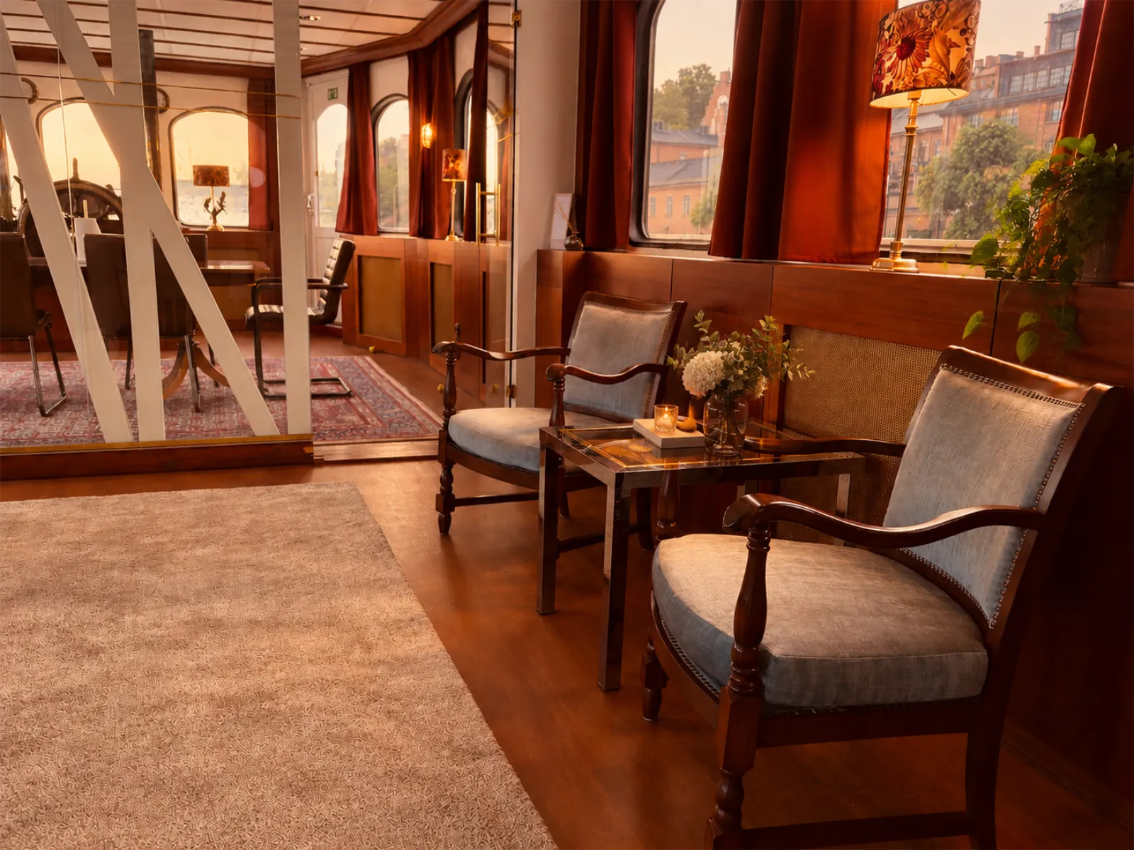 The upper deck hallway