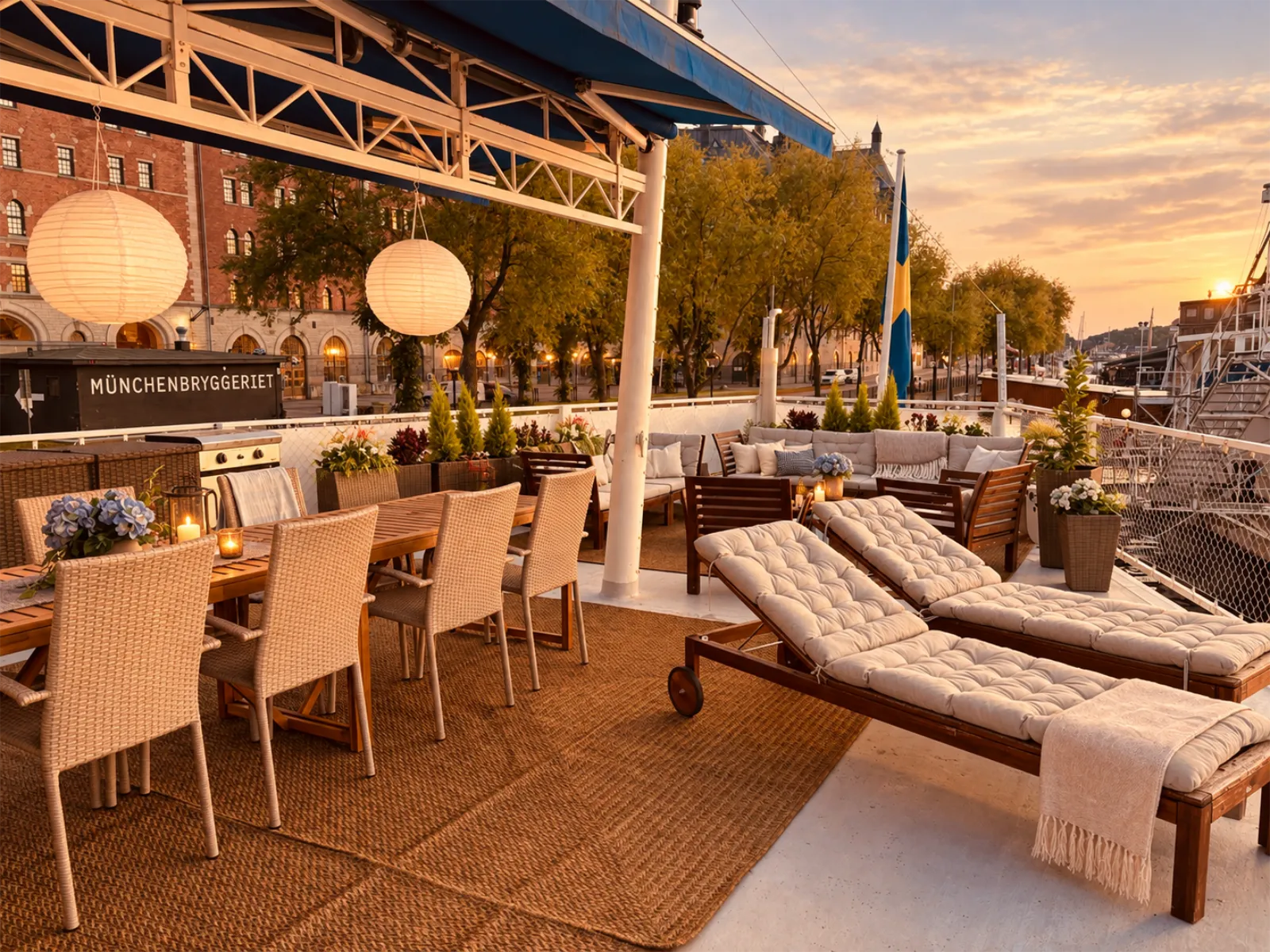 The stern deck with sun beds